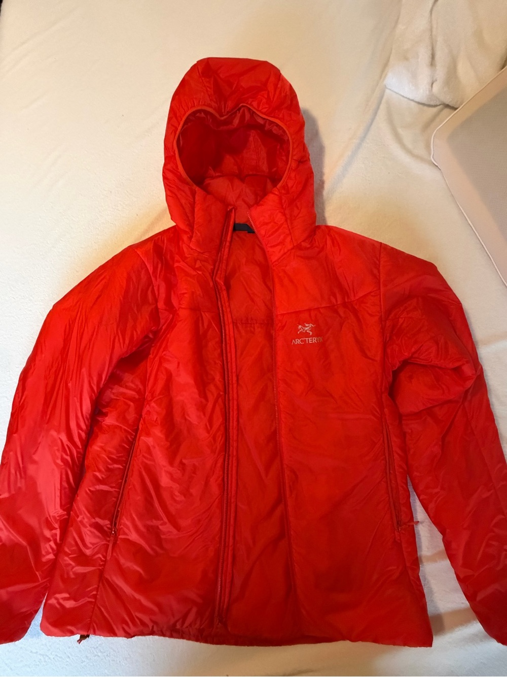 Arc'teryx Womens Red Hooded Puffer Jacket